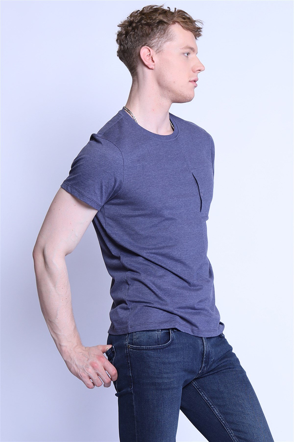 Erkek Slim Fit  Bisiklet Yaka Tshirt Ets 2101 ab LACİ-MELANJErkek Slim Fit  Bisiklet Yaka Tshirt Ets 2101 ab LACİ-MELANJ