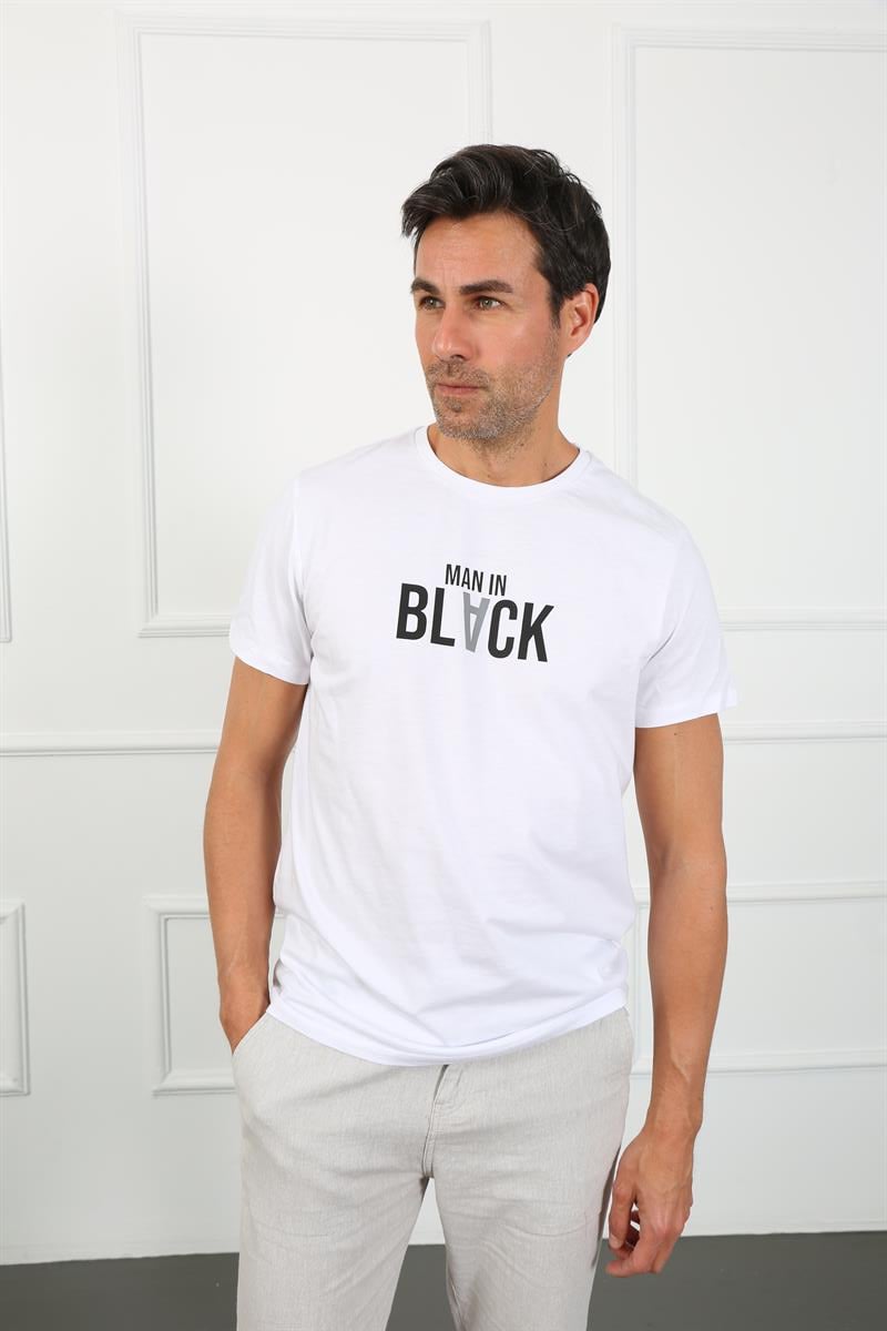 Erkek Slim Fit  Bisiklet Yaka Tshirt Ets 2089 BEYAZErkek Slim Fit  Bisiklet Yaka Tshirt Ets 2089 BEYAZ