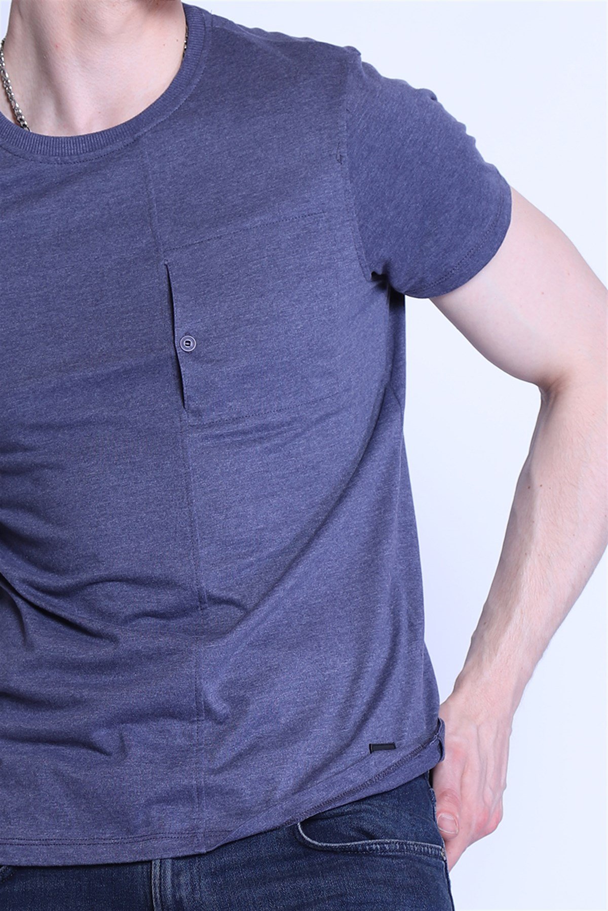 Erkek Slim Fit  Bisiklet Yaka Tshirt Ets 2101 ab LACİ-MELANJErkek Slim Fit  Bisiklet Yaka Tshirt Ets 2101 ab LACİ-MELANJ