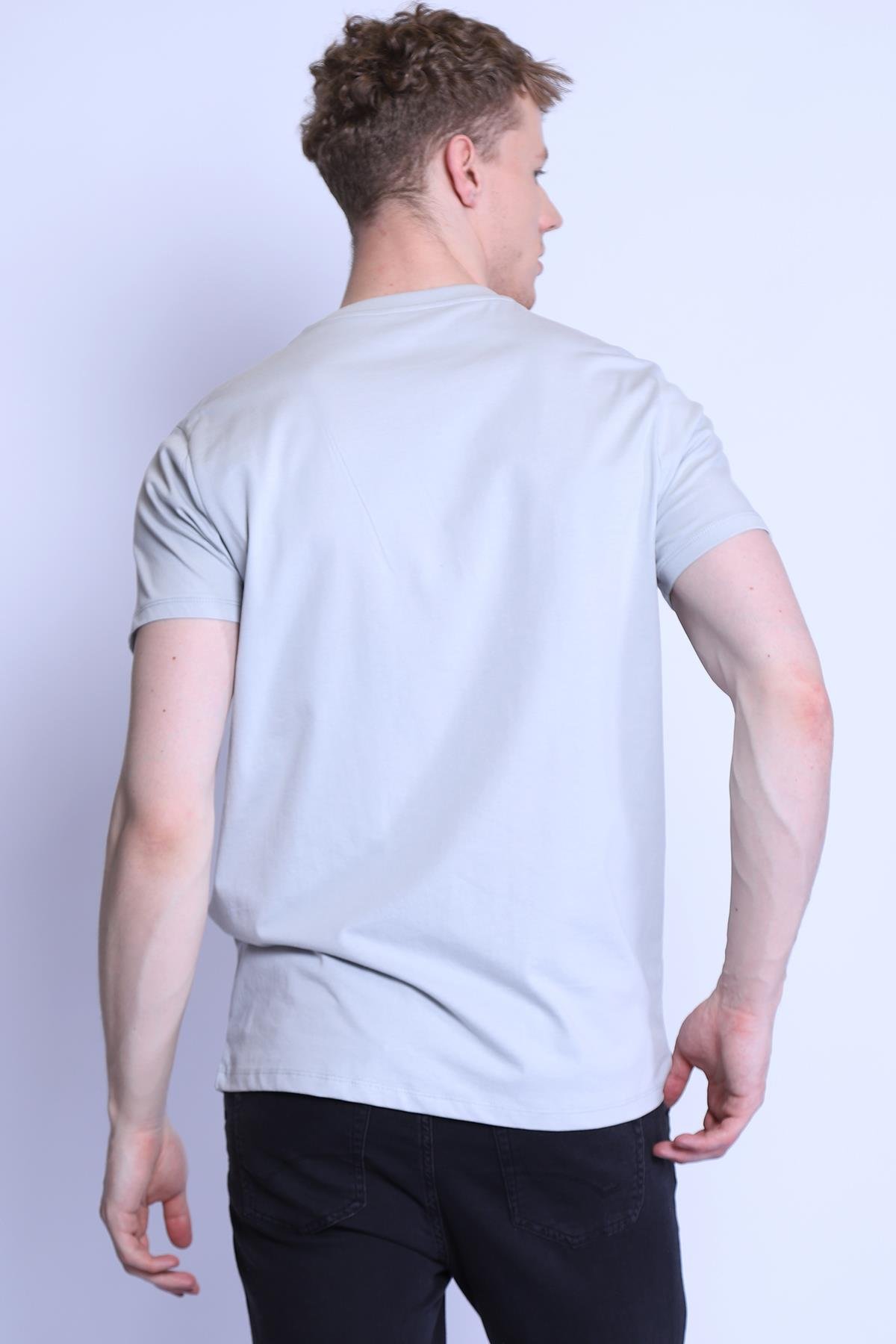 Erkek Slim Fit  Bisiklet Yaka Tshirt Ets 2096 GRIErkek Slim Fit  Bisiklet Yaka Tshirt Ets 2096 GRI