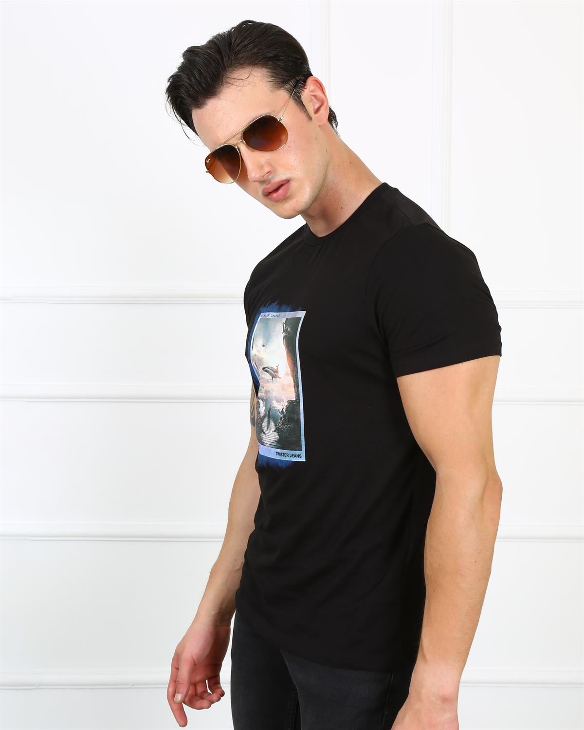 Erkek Slim Fit  Bisiklet Yaka Tshirt Ets 2153 SIYAHErkek Slim Fit  Bisiklet Yaka Tshirt Ets 2153 SIYAH