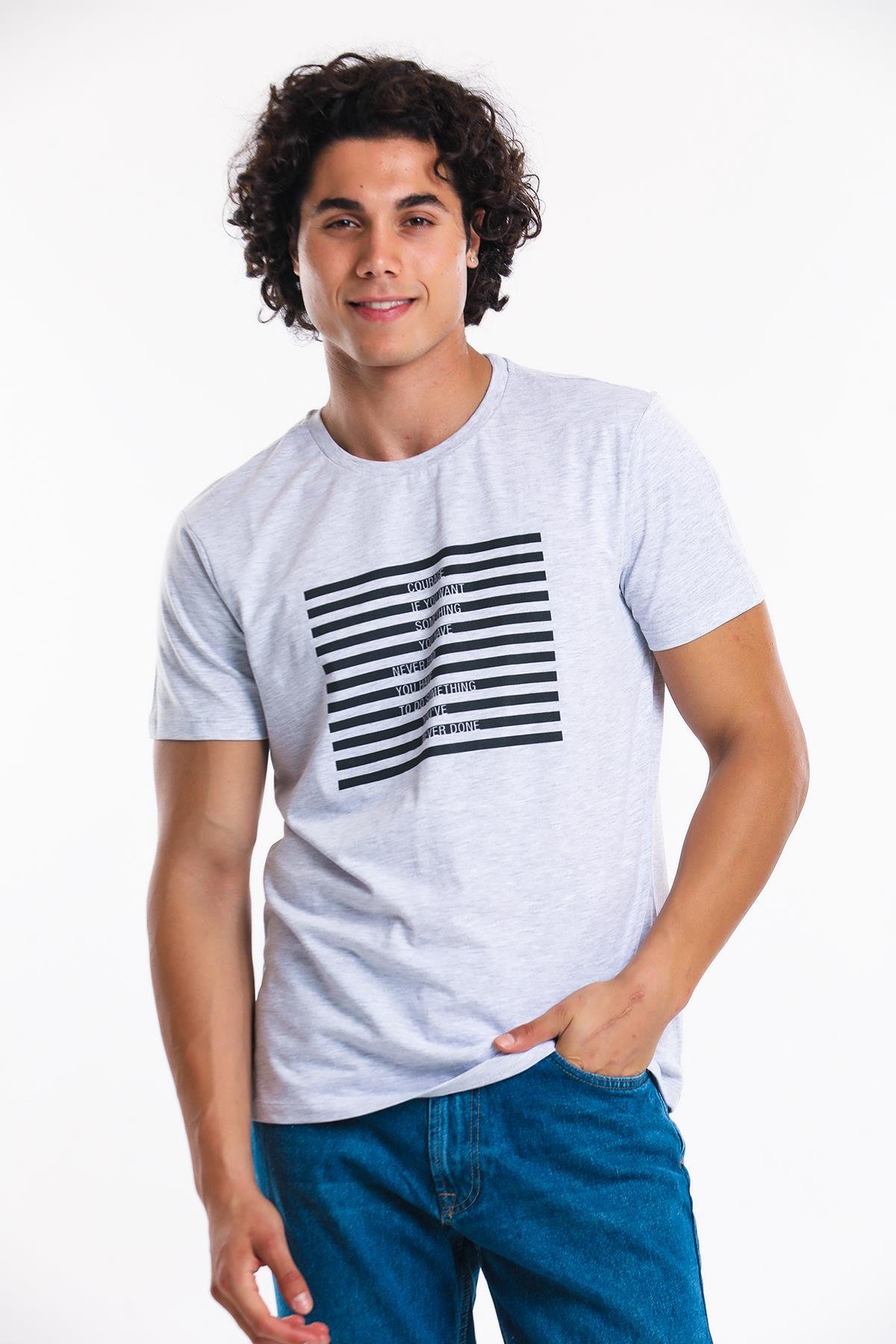 Erkek Slim Fit  Bisiklet Yaka Tshirt Ets 2072 ab GRI MELANJErkek Slim Fit  Bisiklet Yaka Tshirt Ets 2072 ab GRI MELANJ