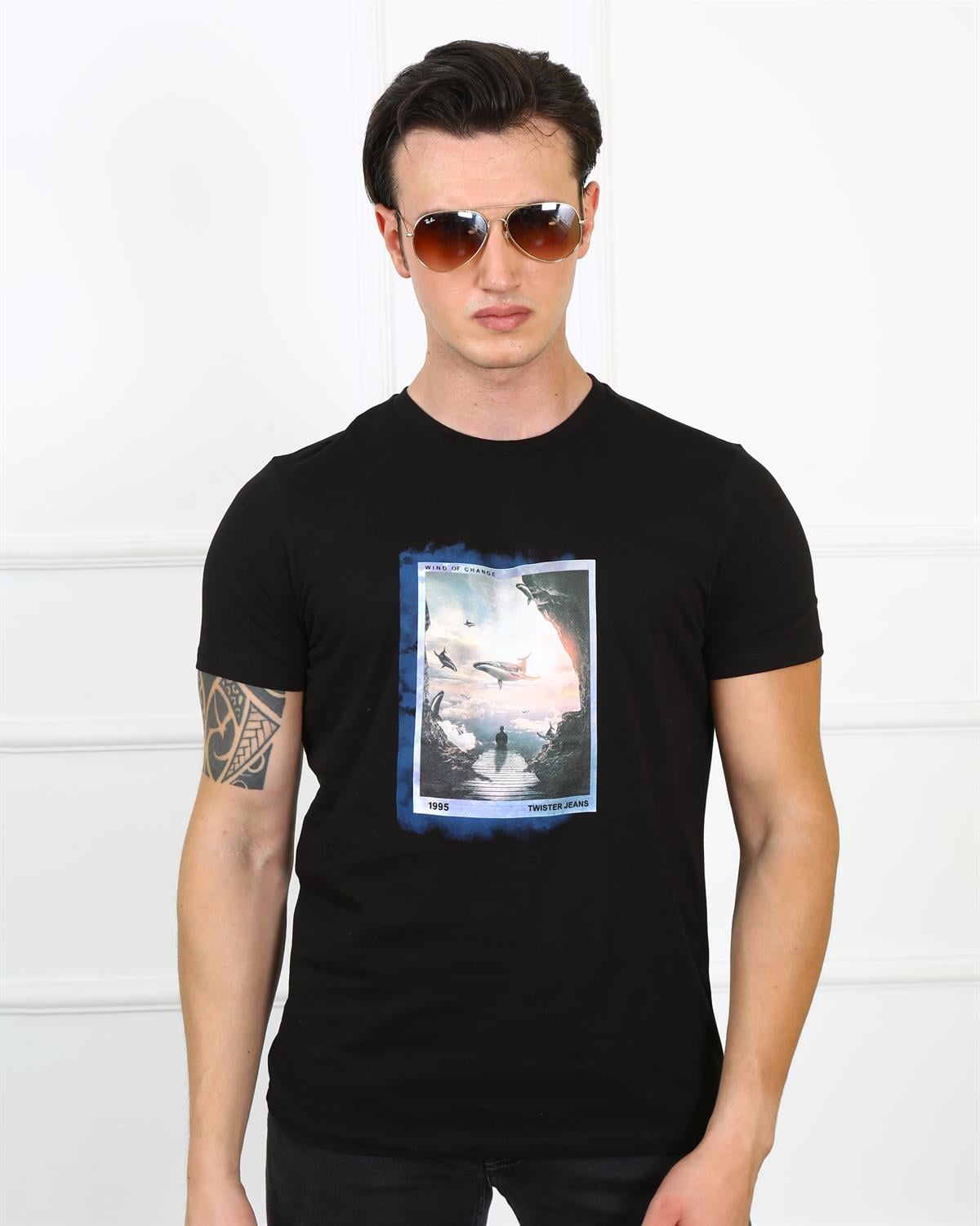 Erkek Slim Fit  Bisiklet Yaka Tshirt Ets 2153 SIYAHErkek Slim Fit  Bisiklet Yaka Tshirt Ets 2153 SIYAH