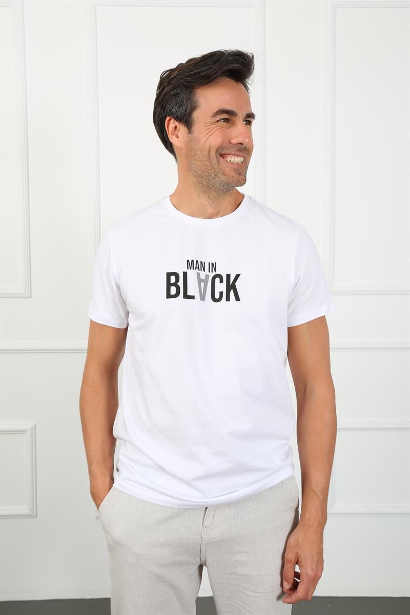 Erkek Slim Fit  Bisiklet Yaka Tshirt Ets 2089 BEYAZErkek Slim Fit  Bisiklet Yaka Tshirt Ets 2089 BEYAZ