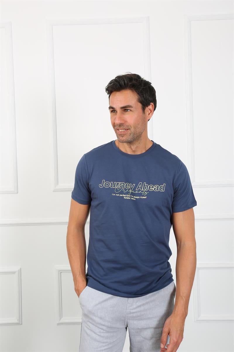 Erkek Slim Fit  Bisiklet Yaka Tshirt Ets 2155 ROYALErkek Slim Fit  Bisiklet Yaka Tshirt Ets 2155 ROYAL