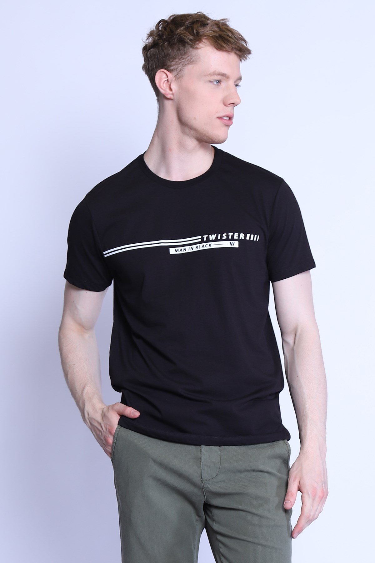 Erkek Slim Fit  Bisiklet Yaka Tshirt Ets 2080 ab SIYAHErkek Slim Fit  Bisiklet Yaka Tshirt Ets 2080 ab SIYAH
