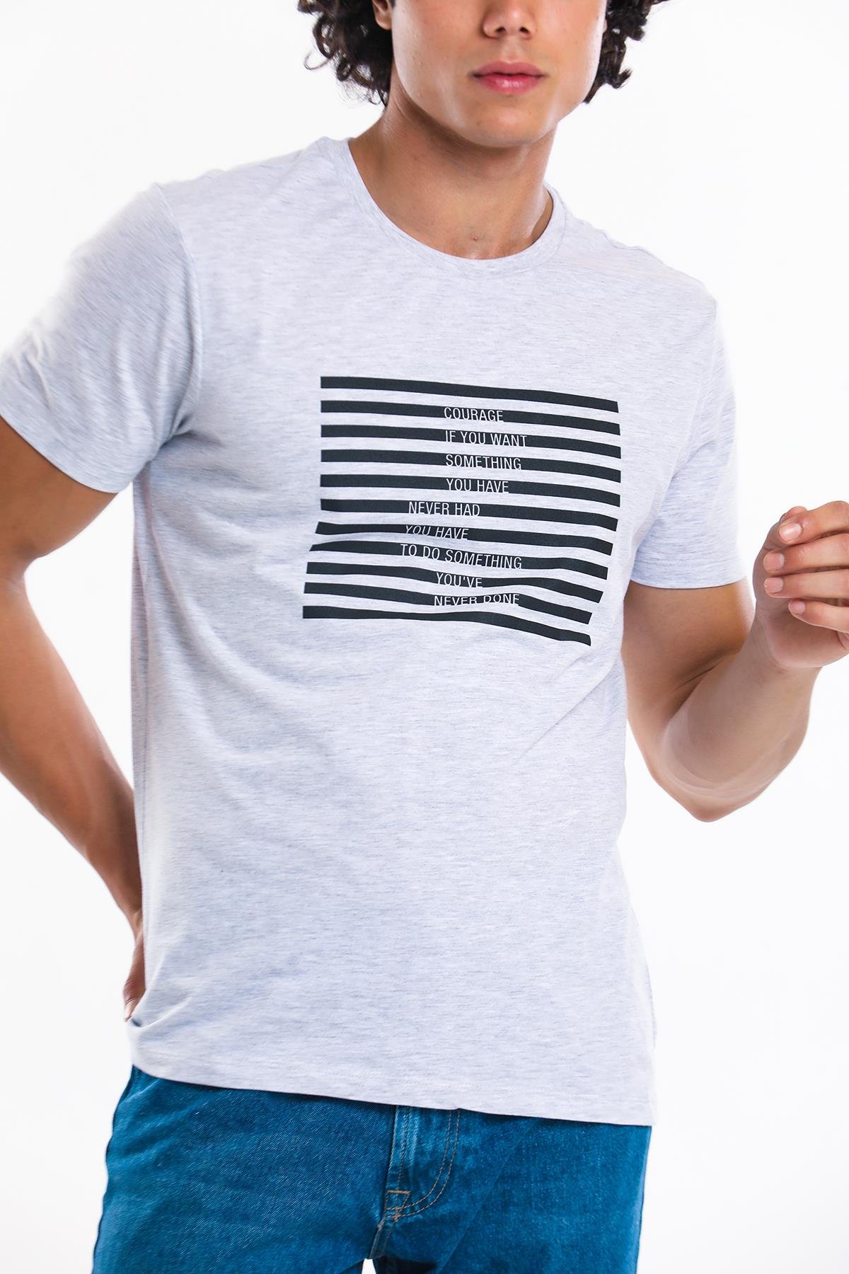 Erkek Slim Fit  Bisiklet Yaka Tshirt Ets 2072 ab GRI MELANJErkek Slim Fit  Bisiklet Yaka Tshirt Ets 2072 ab GRI MELANJ