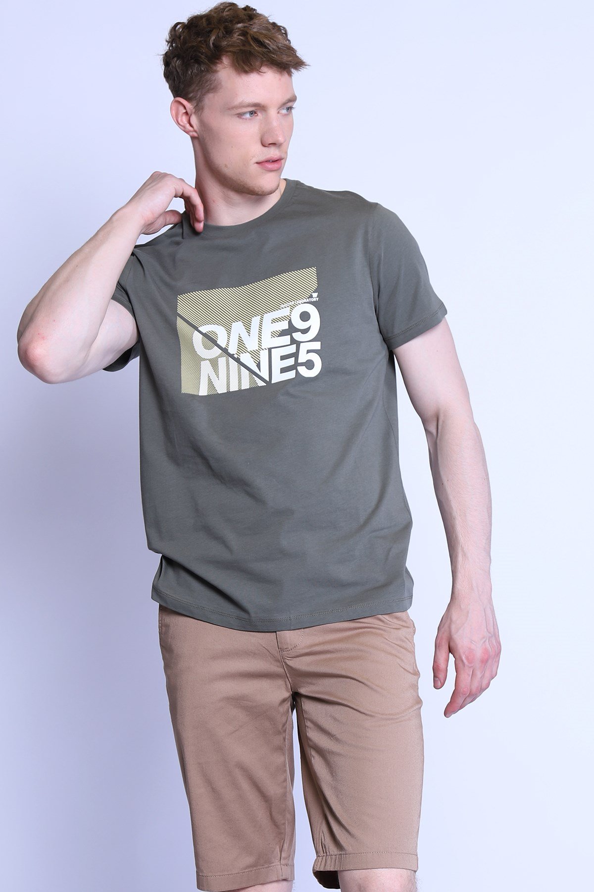 Erkek Slim Fit  Bisiklet Yaka Tshirt Ets 2093 A.HAKIErkek Slim Fit  Bisiklet Yaka Tshirt Ets 2093 A.HAKI