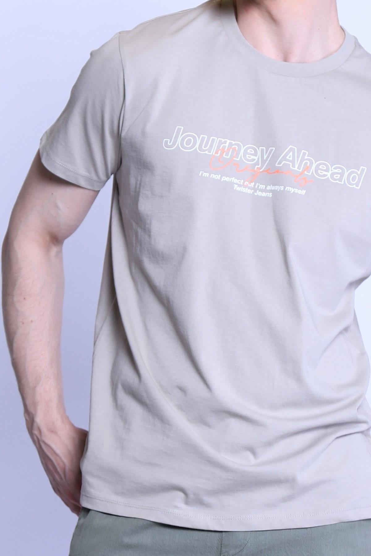 Erkek Slim Fit  Bisiklet Yaka Tshirt Ets 2155 BEJErkek Slim Fit  Bisiklet Yaka Tshirt Ets 2155 BEJ
