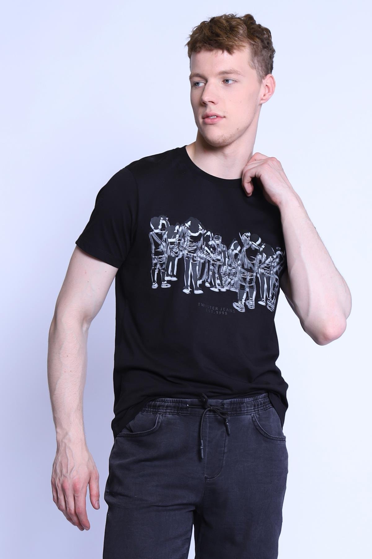 Erkek Slim Fit  Bisiklet Yaka Tshirt Ets 2096 SIYAHErkek Slim Fit  Bisiklet Yaka Tshirt Ets 2096 SIYAH