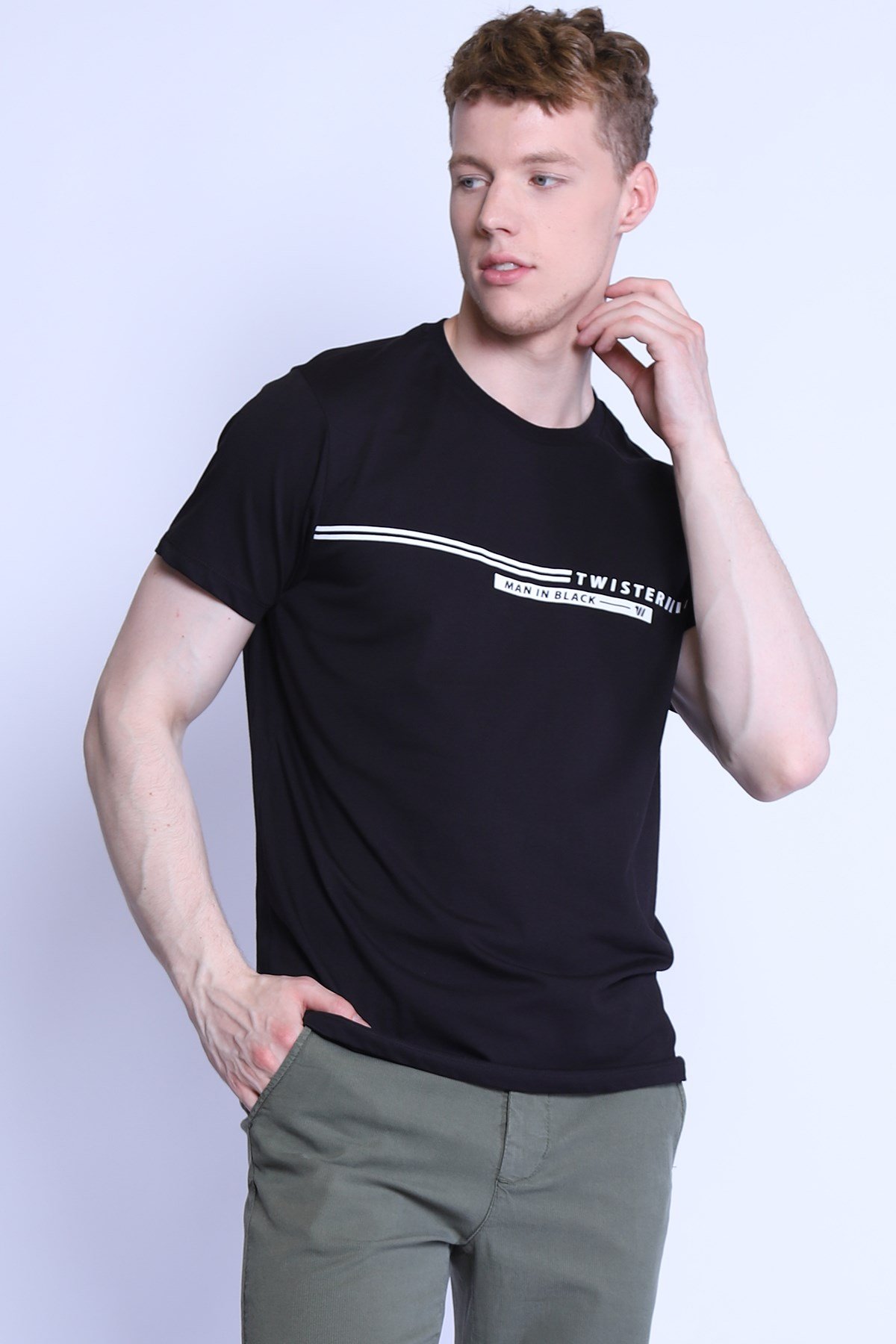 Erkek Slim Fit  Bisiklet Yaka Tshirt Ets 2080 ab SIYAHErkek Slim Fit  Bisiklet Yaka Tshirt Ets 2080 ab SIYAH