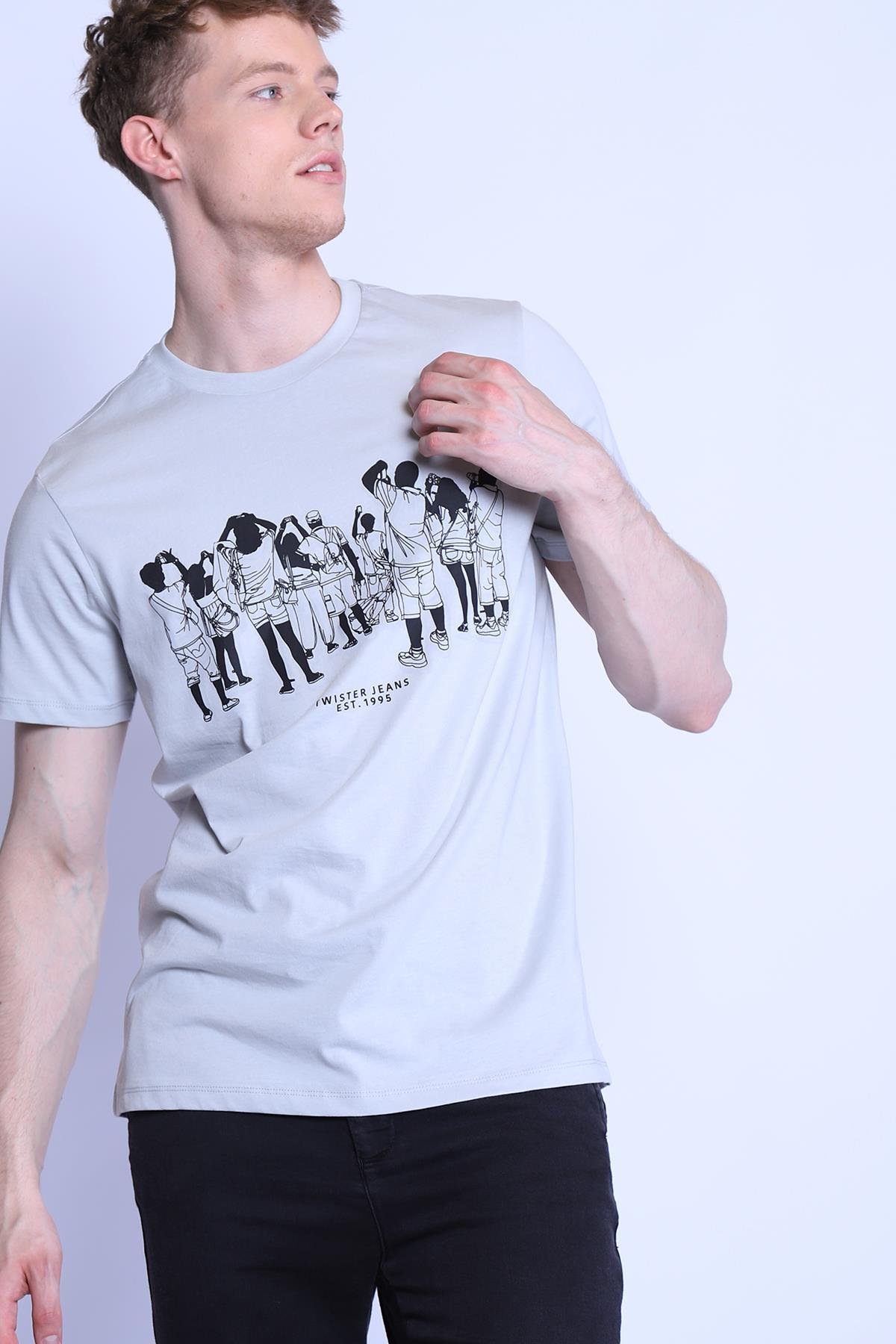 Erkek Slim Fit  Bisiklet Yaka Tshirt Ets 2096 GRIErkek Slim Fit  Bisiklet Yaka Tshirt Ets 2096 GRI