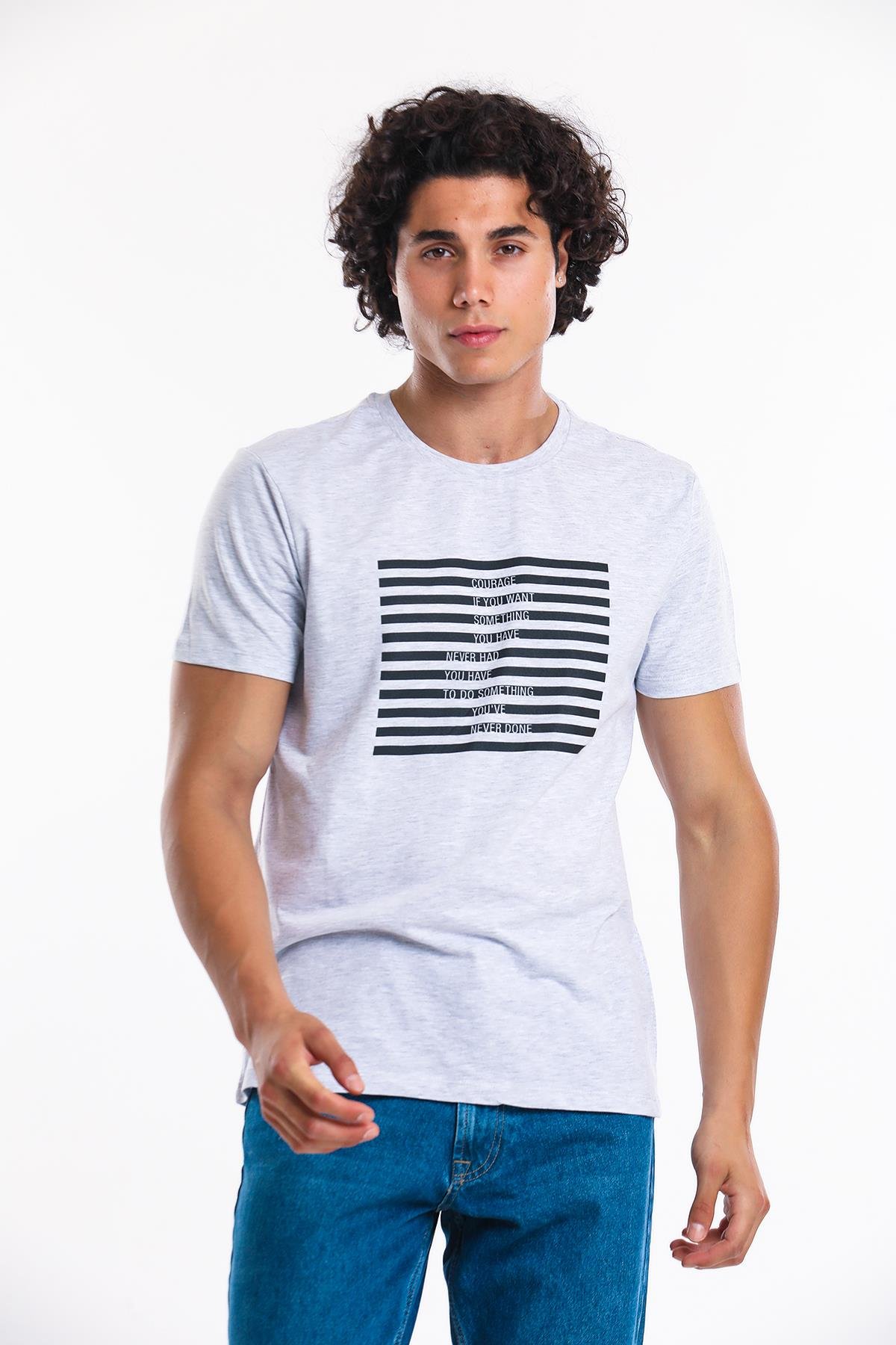 Erkek Slim Fit  Bisiklet Yaka Tshirt Ets 2072 ab GRI MELANJErkek Slim Fit  Bisiklet Yaka Tshirt Ets 2072 ab GRI MELANJ