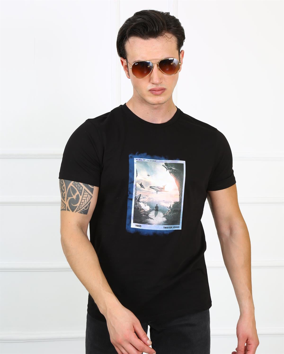 Erkek Slim Fit  Bisiklet Yaka Tshirt Ets 2153 SIYAHErkek Slim Fit  Bisiklet Yaka Tshirt Ets 2153 SIYAH