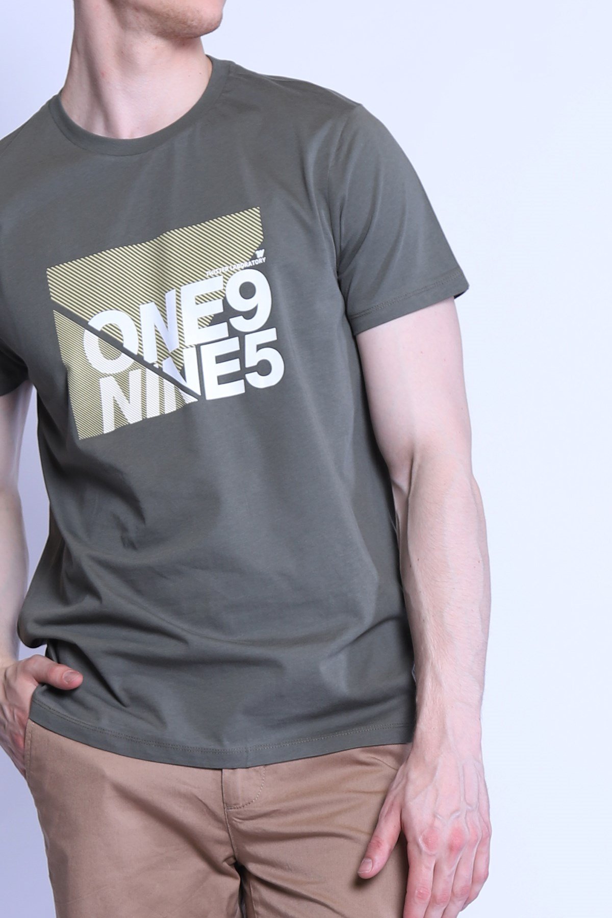 Erkek Slim Fit  Bisiklet Yaka Tshirt Ets 2093 A.HAKIErkek Slim Fit  Bisiklet Yaka Tshirt Ets 2093 A.HAKI