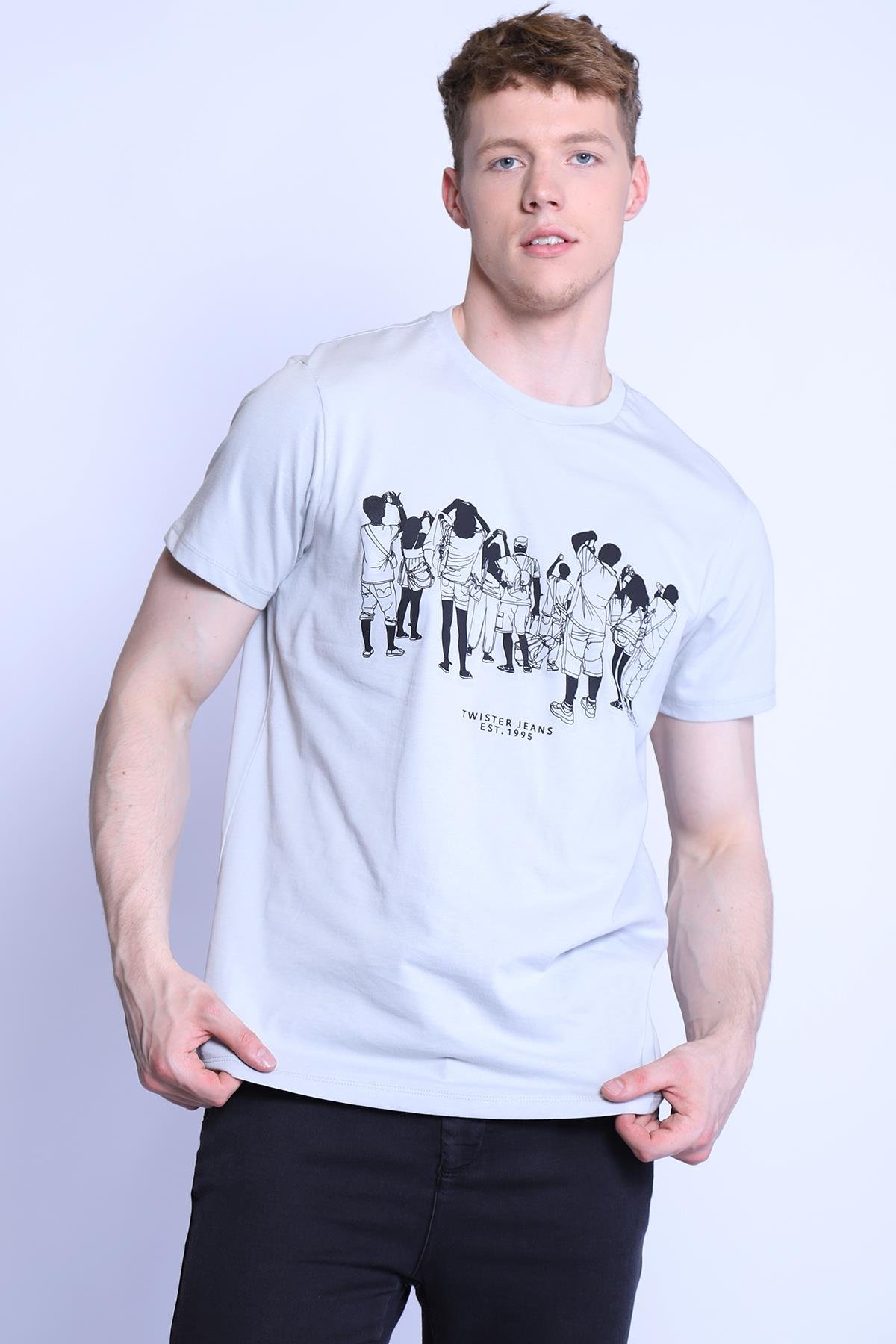 Erkek Slim Fit  Bisiklet Yaka Tshirt Ets 2096 GRIErkek Slim Fit  Bisiklet Yaka Tshirt Ets 2096 GRI