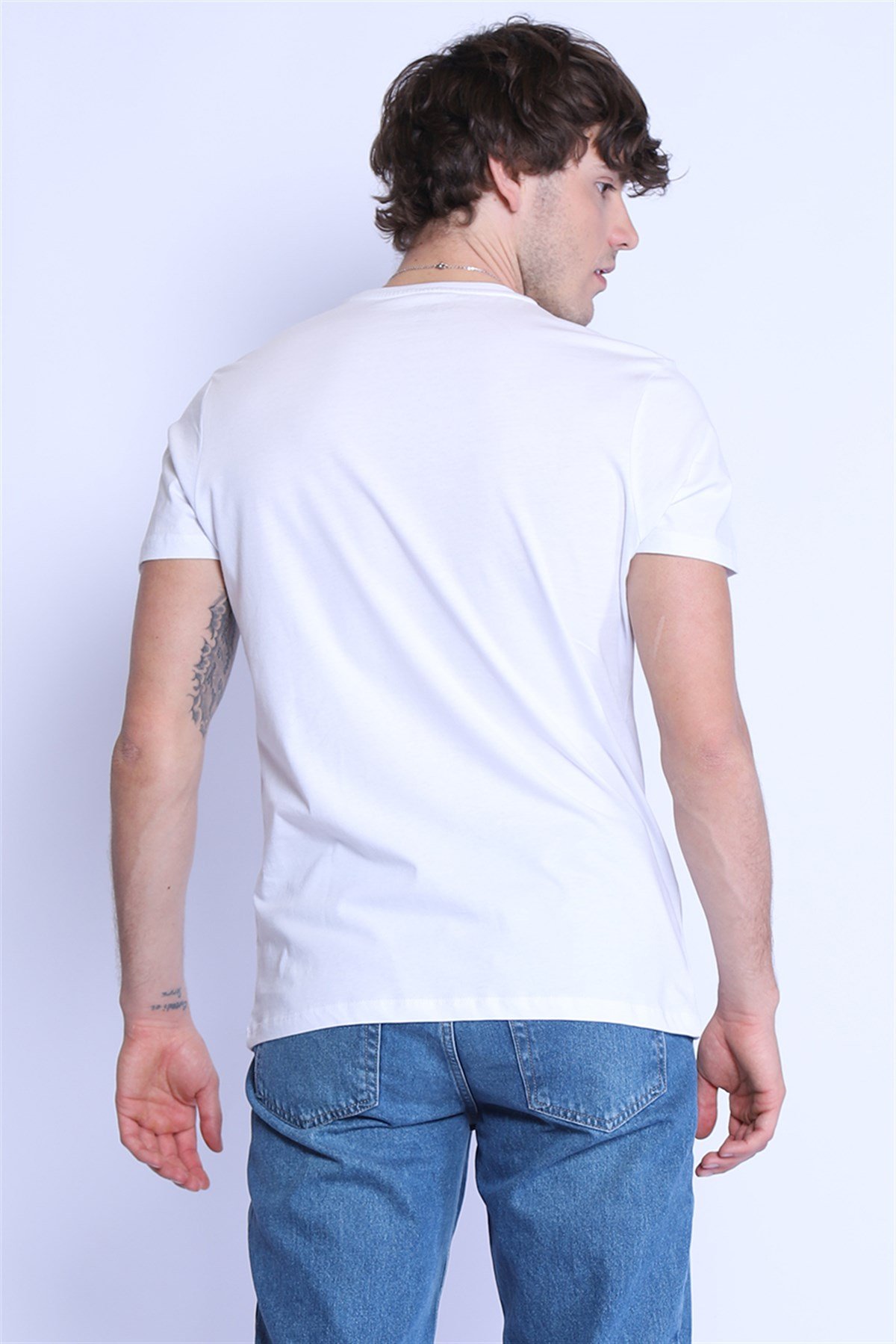 Erkek Slim Fit  Bisiklet Yaka Tshirt Ets 2091 BEYAZErkek Slim Fit  Bisiklet Yaka Tshirt Ets 2091 BEYAZ