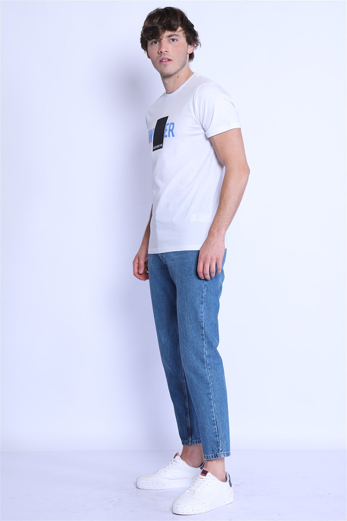 Erkek Slim Fit  Bisiklet Yaka Tshirt Ets 2091 BEYAZErkek Slim Fit  Bisiklet Yaka Tshirt Ets 2091 BEYAZ