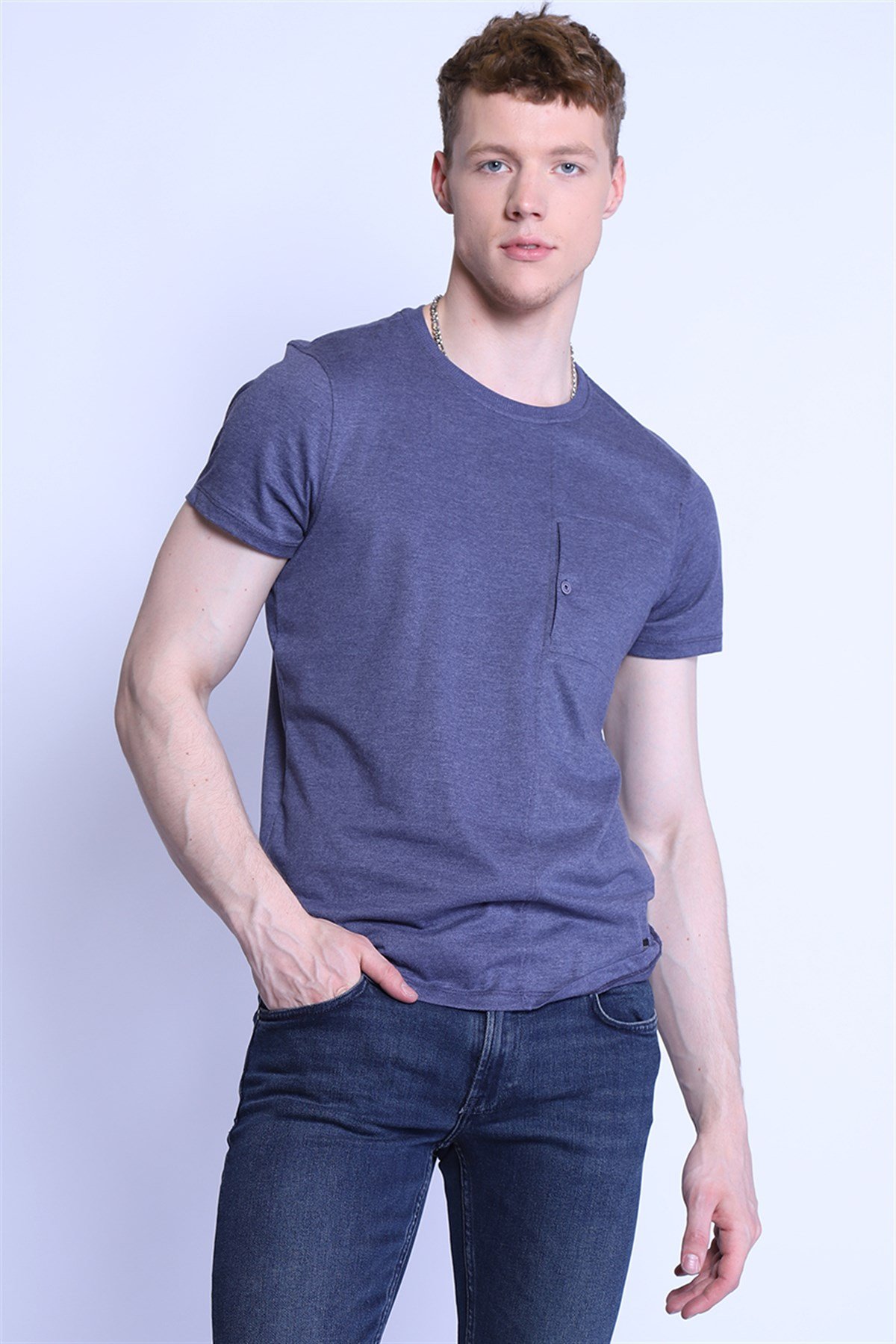 Erkek Slim Fit  Bisiklet Yaka Tshirt Ets 2101 ab LACİ-MELANJErkek Slim Fit  Bisiklet Yaka Tshirt Ets 2101 ab LACİ-MELANJ