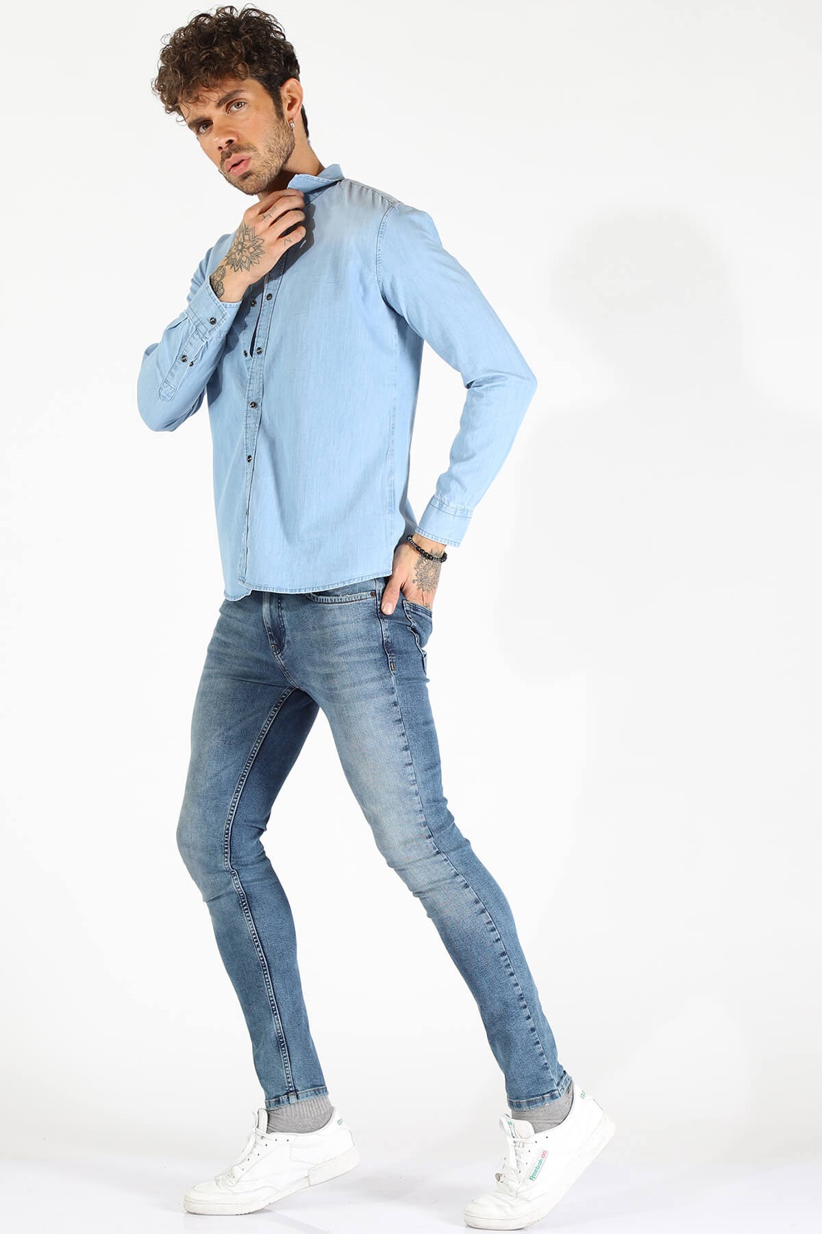 Erkek Slim Fit Gömlek EG 1711-02 MaviErkek Slim Fit Gömlek EG 1711-02 Mavi