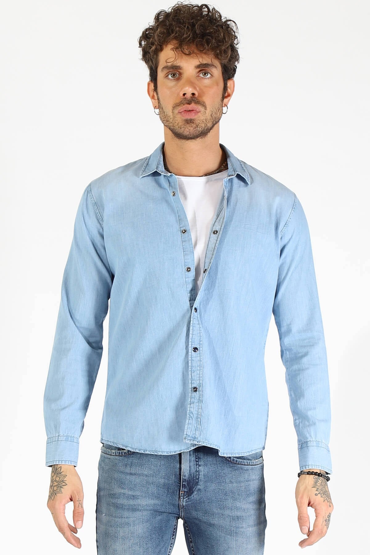 Erkek Slim Fit Gömlek EG 1711-02 MaviErkek Slim Fit Gömlek EG 1711-02 Mavi