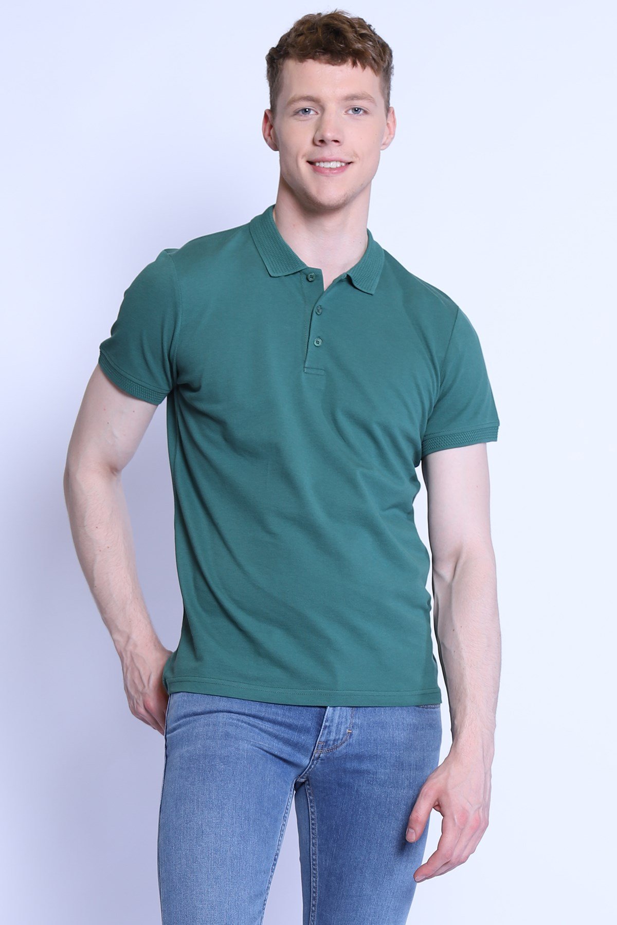Erkek Slim Fit  Polo Yaka Tshirt Ets 1821 K.YEŞİLErkek Slim Fit  Polo Yaka Tshirt Ets 1821 K.YEŞİL