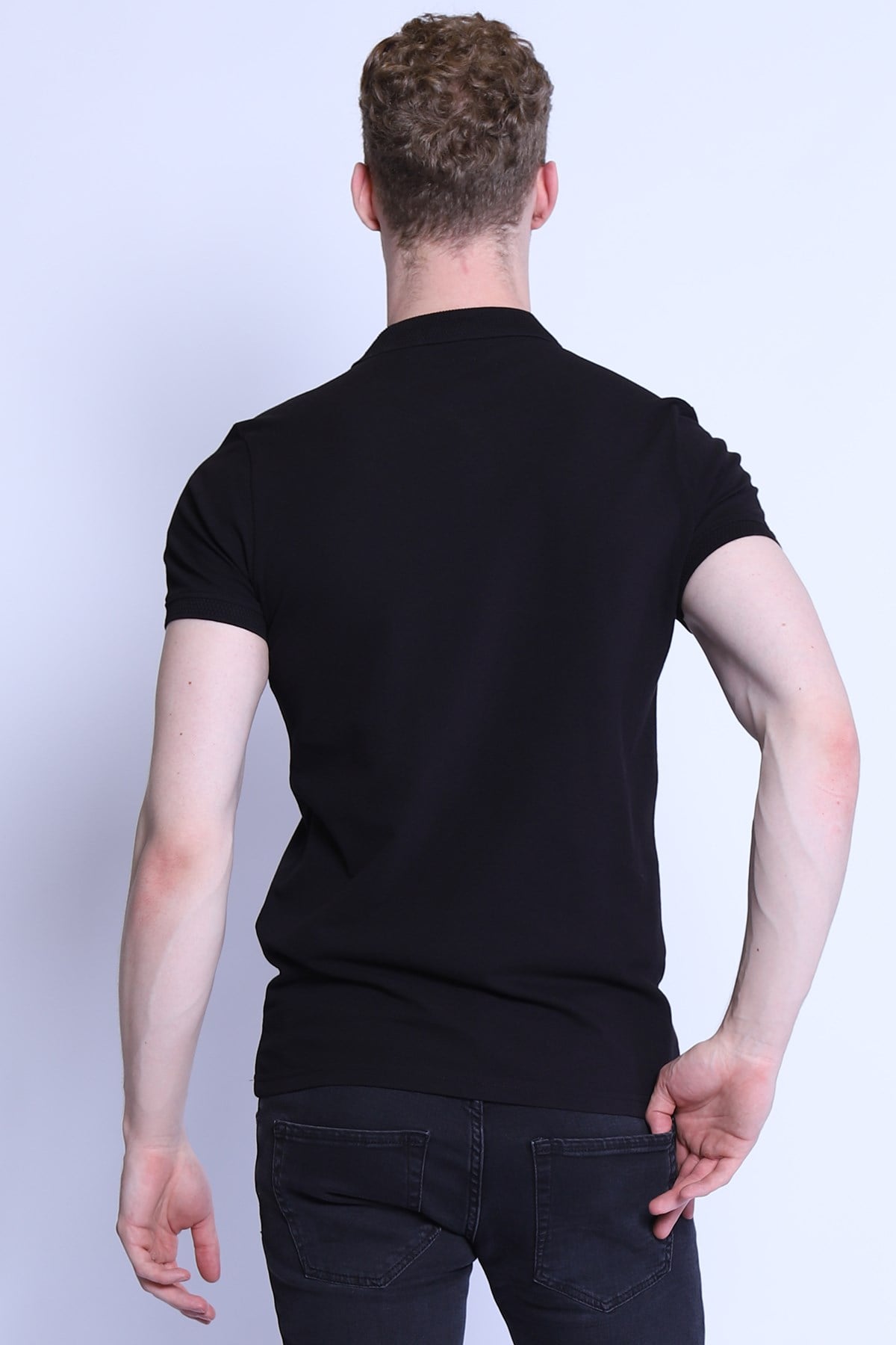 Erkek Slim Fit  Polo Yaka Tshirt Ets 1821 SIYAHErkek Slim Fit  Polo Yaka Tshirt Ets 1821 SIYAH