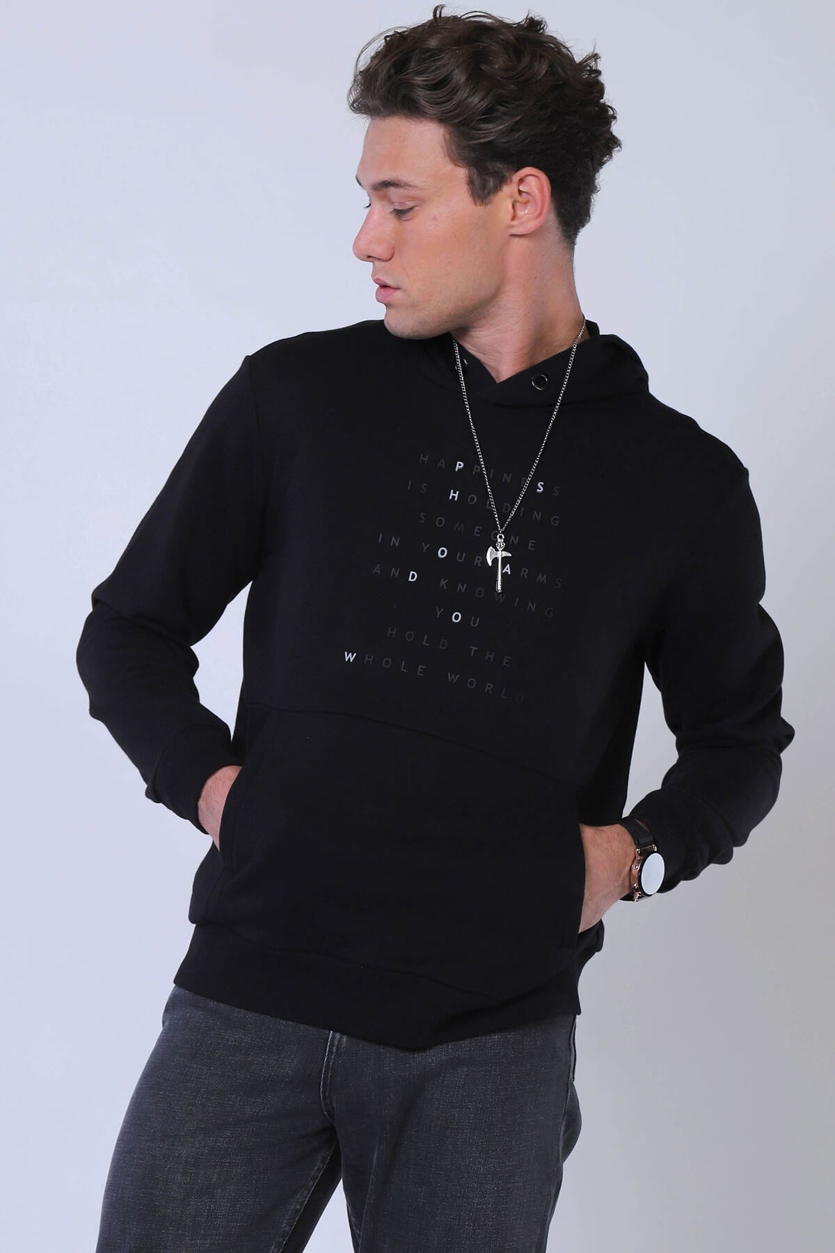 Erkek Slim Fit Sweatshirt Esw 1786 SIYAHErkek Slim Fit Sweatshirt Esw 1786 SIYAH