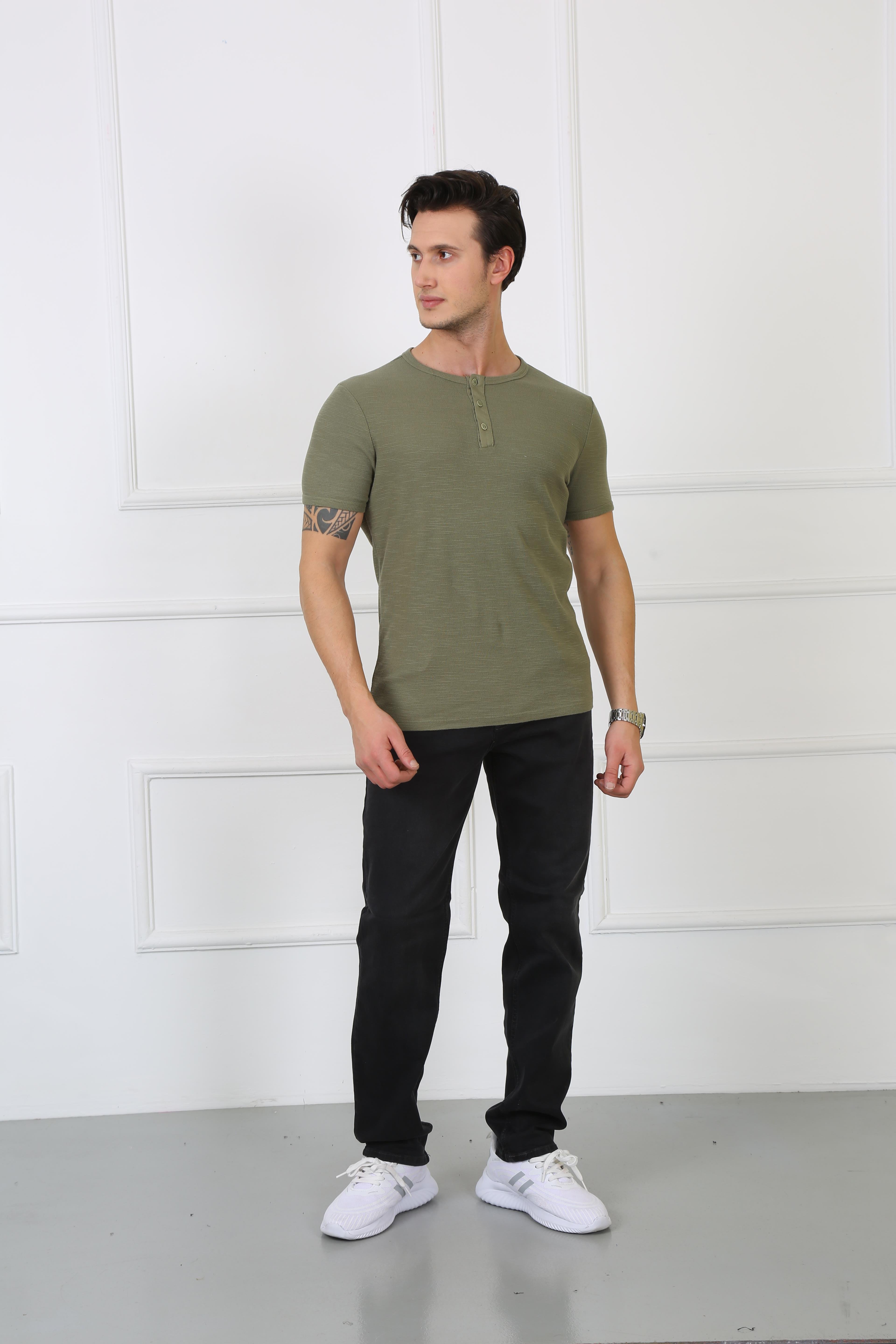 Erkek Slim Fit   Tshirt Ets 2097 HAKİErkek Slim Fit   Tshirt Ets 2097 HAKİ