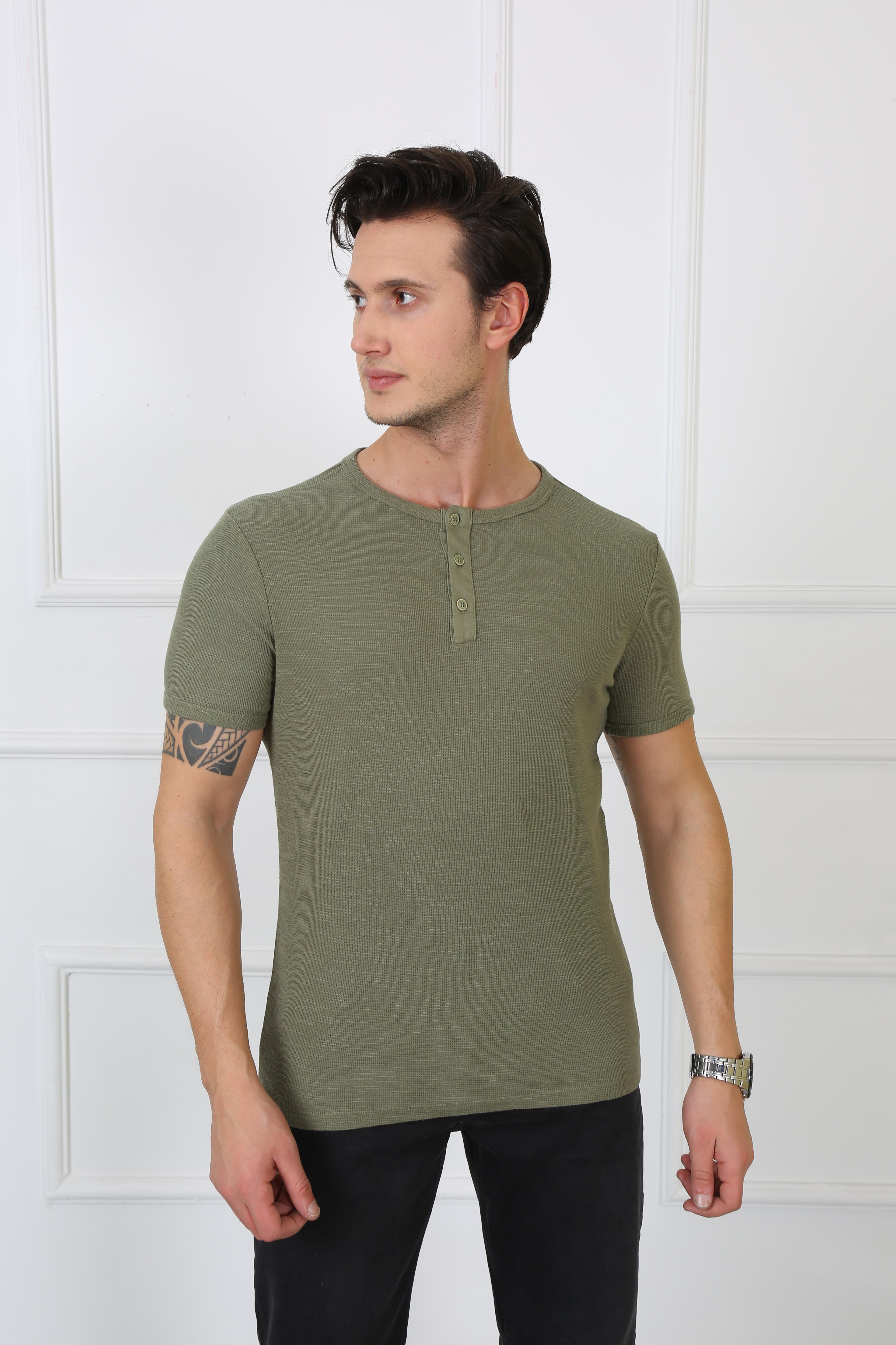Erkek Slim Fit   Tshirt Ets 2097 HAKİErkek Slim Fit   Tshirt Ets 2097 HAKİ