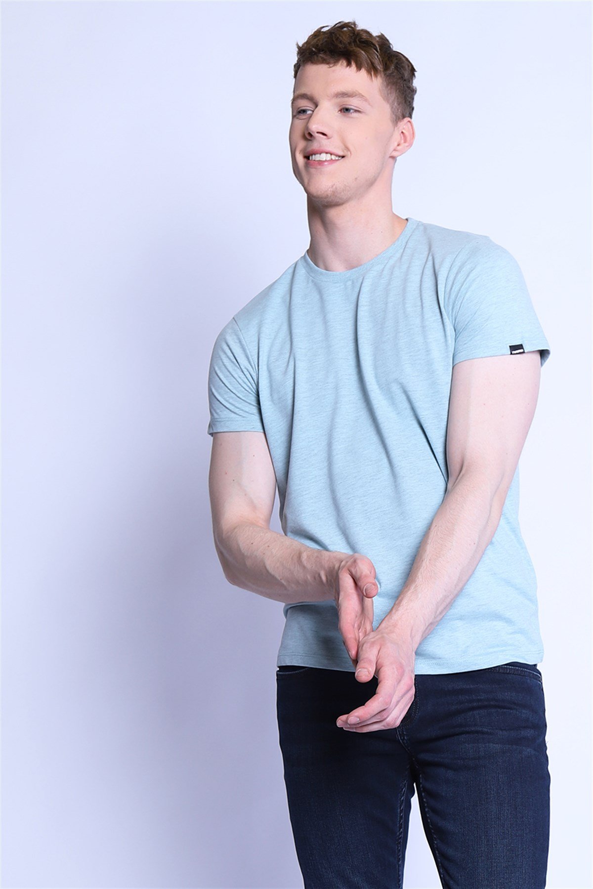 Erkek Slim Fit   Tshirt Ets 2130 MAVI MELANJErkek Slim Fit   Tshirt Ets 2130 MAVI MELANJ