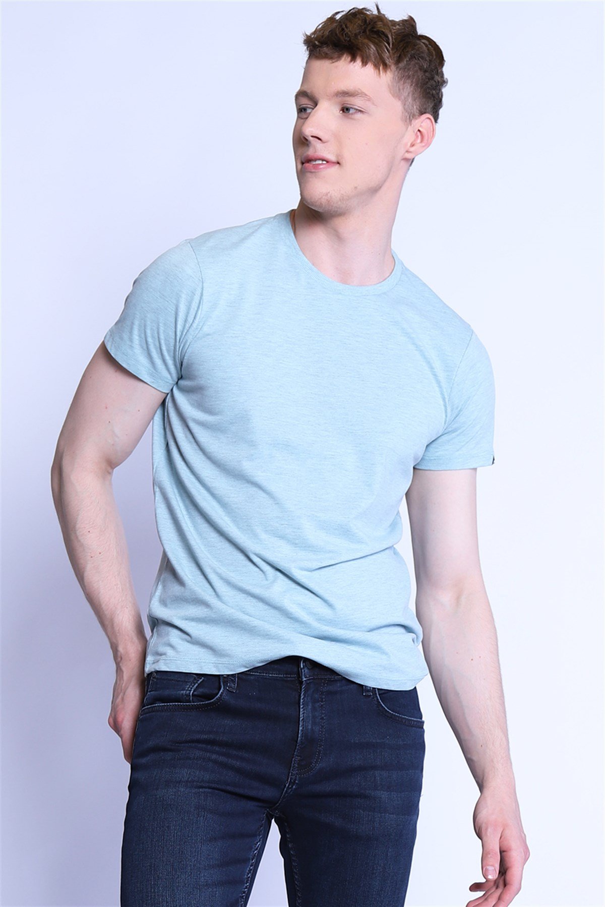 Erkek Slim Fit   Tshirt Ets 2130 MAVI MELANJErkek Slim Fit   Tshirt Ets 2130 MAVI MELANJ