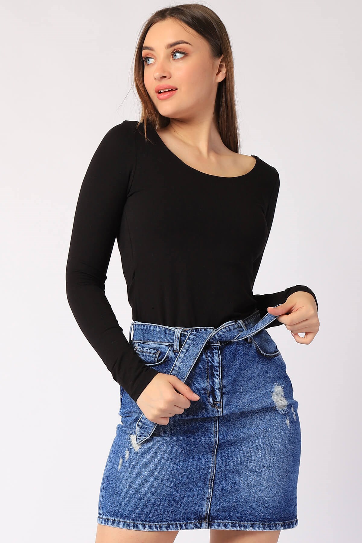 KADIN  Uzun Kollu Astarlı Tshirt 14623 SIYAHKADIN  Uzun Kollu Astarlı Tshirt 14623 SIYAH