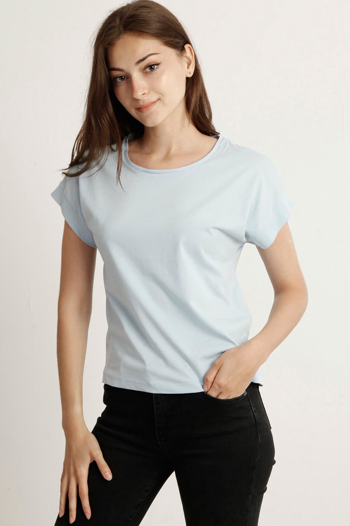 Kadın   Bisiklet Yaka Tshirt Bts 1006 A.MAVIKadın   Bisiklet Yaka Tshirt Bts 1006 A.MAVI