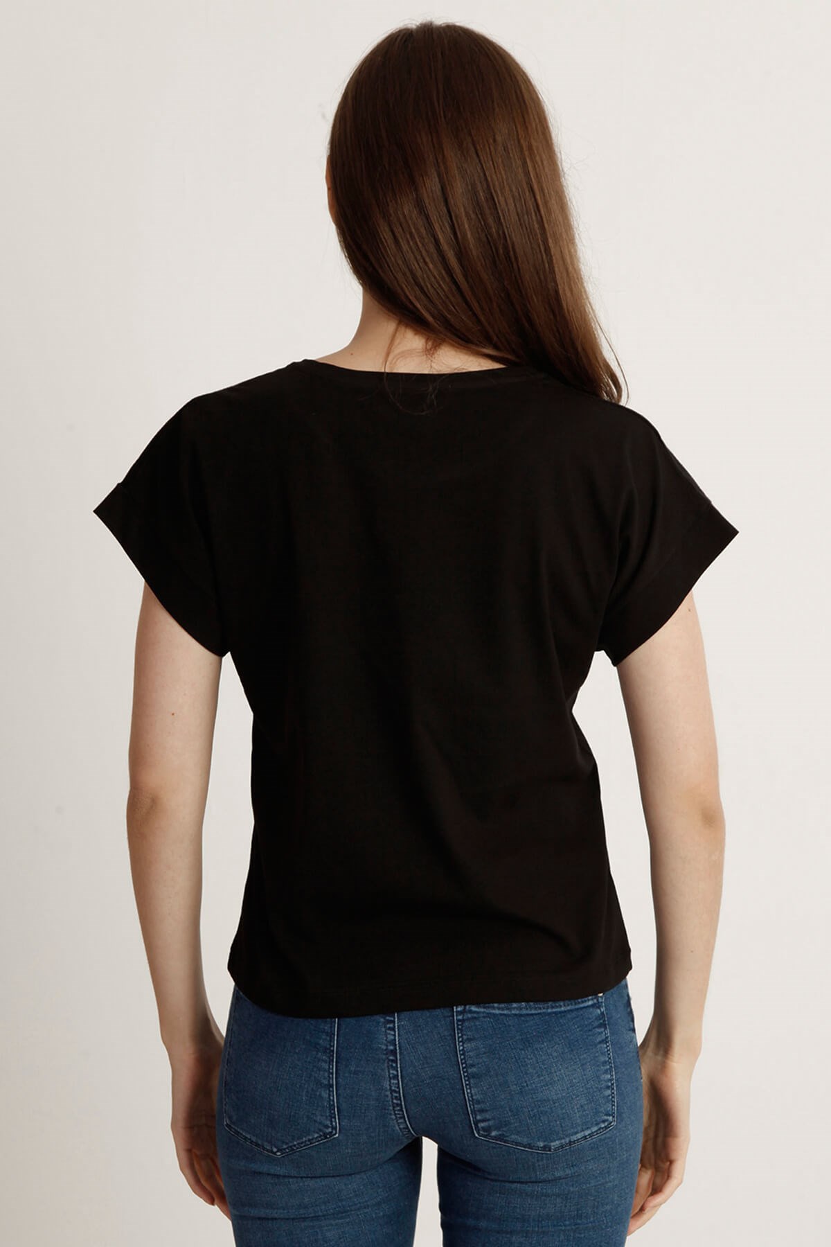 Kadın   Bisiklet Yaka Tshirt Bts 1006 SIYAHKadın   Bisiklet Yaka Tshirt Bts 1006 SIYAH