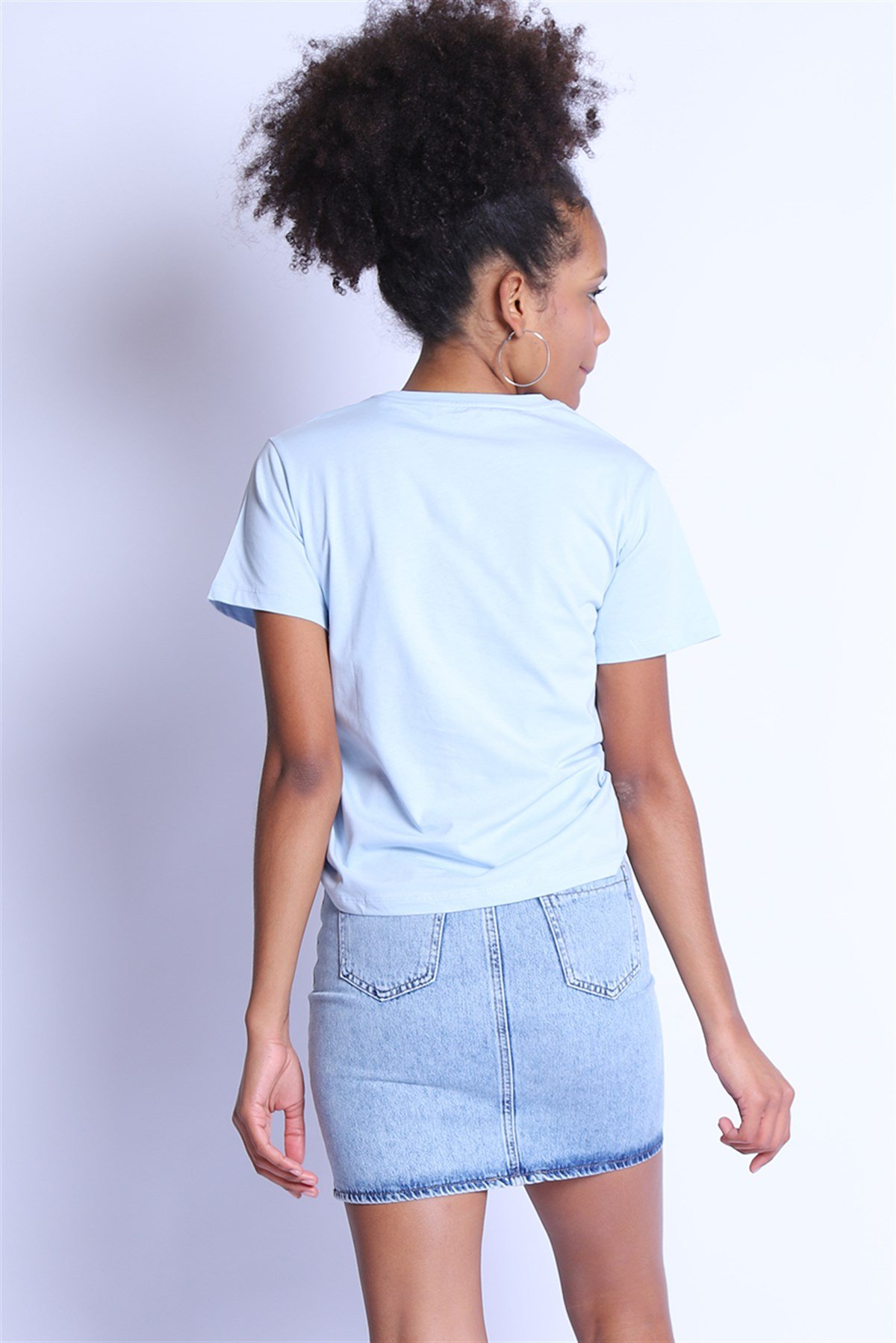 Kadın Regular Fit  Bisiklet Yaka Tshirt Bts 1009 A.MAVIKadın Regular Fit  Bisiklet Yaka Tshirt Bts 1009 A.MAVI