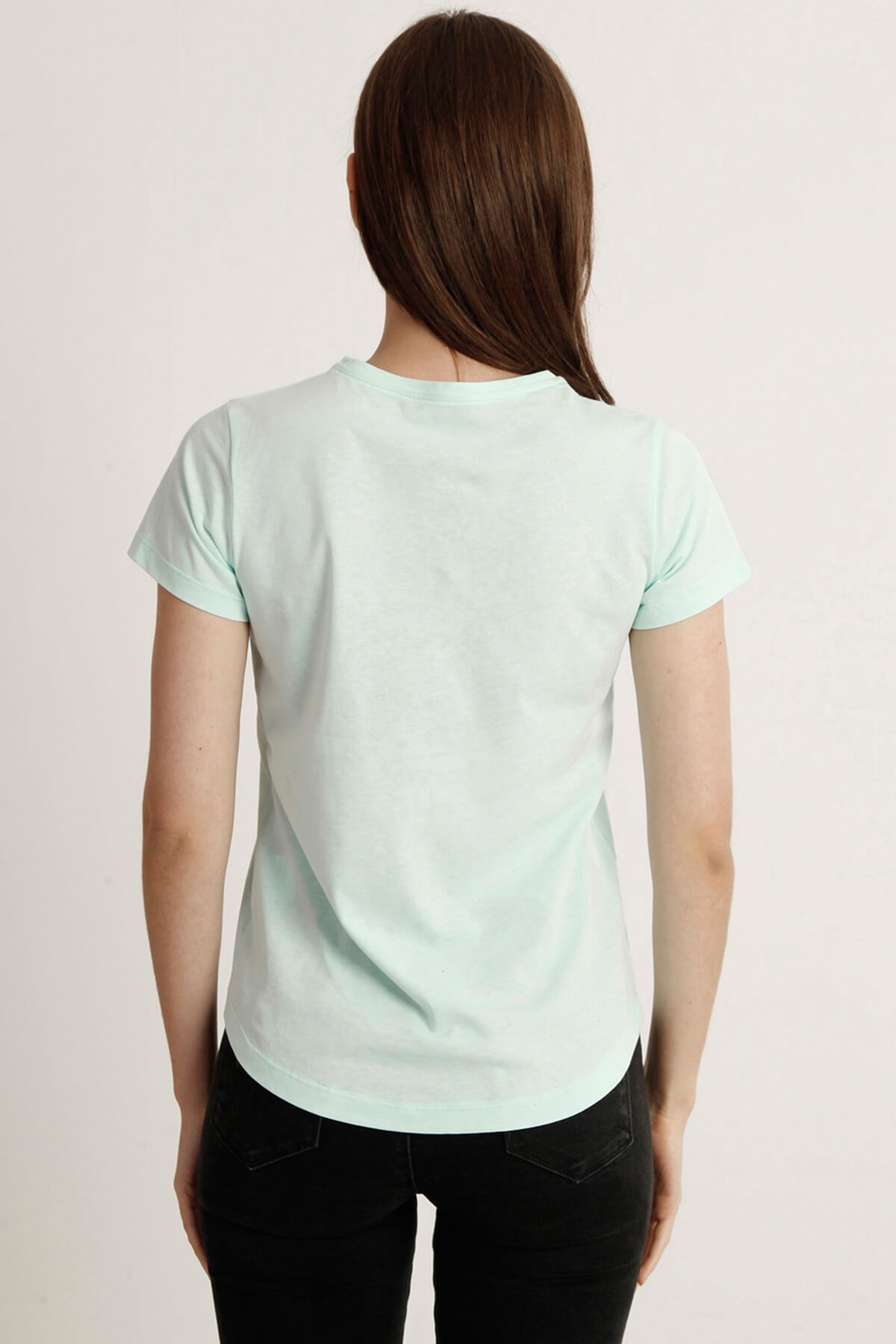 Kadın Slim Crop  Bisiklet Yaka Tshirt Bts 1005 MINTKadın Slim Crop  Bisiklet Yaka Tshirt Bts 1005 MINT