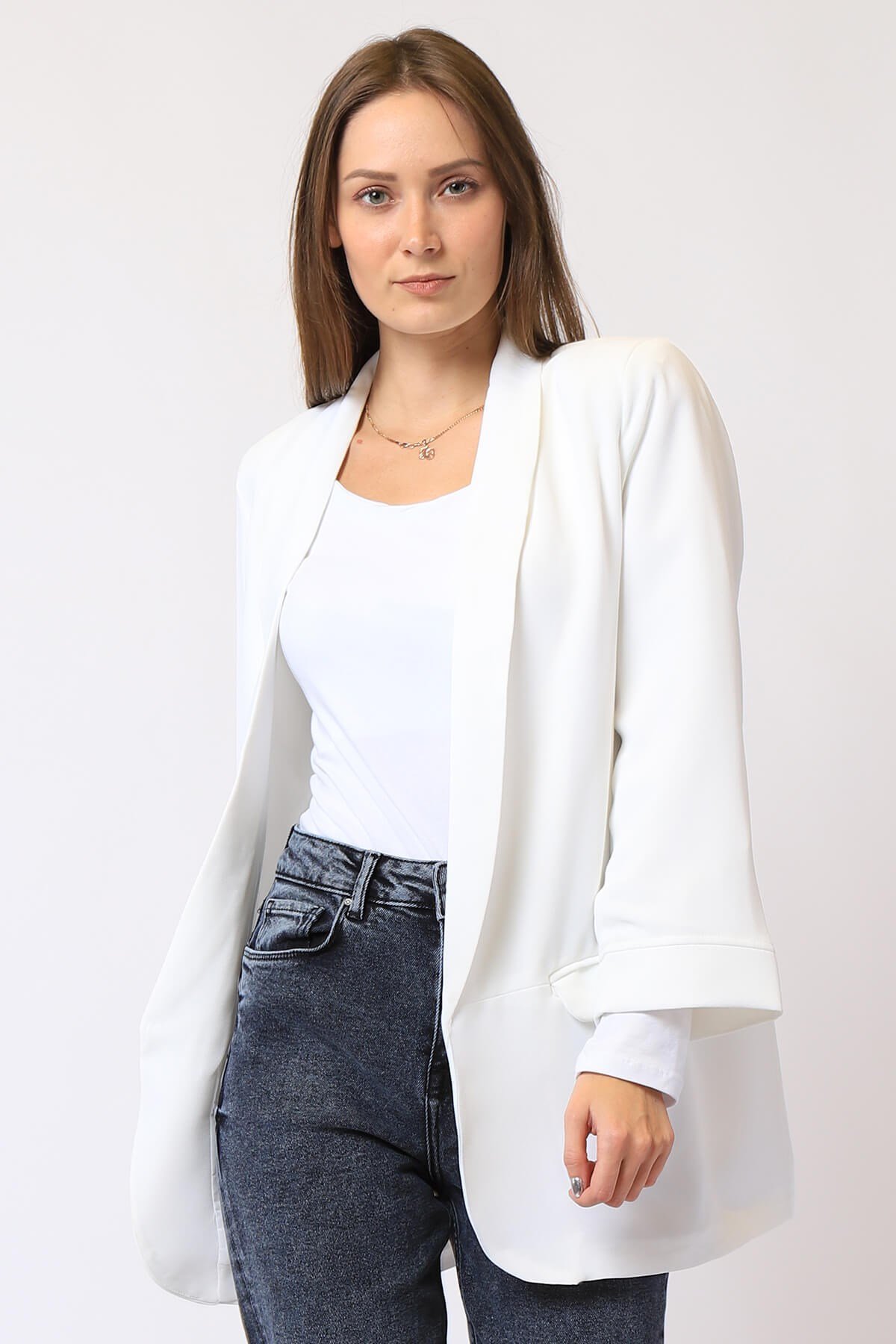 Twister Jeans kadın  bayan astarlı cepli ceket 19624 beyazTwister Jeans kadın  bayan astarlı cepli ceket 19624 beyaz