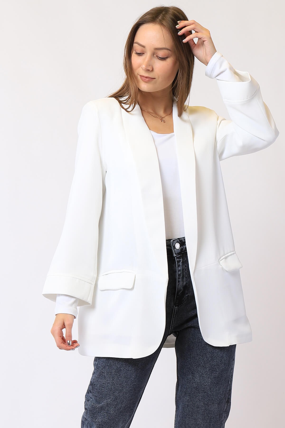 Twister Jeans kadın  bayan astarlı cepli ceket 19624 beyazTwister Jeans kadın  bayan astarlı cepli ceket 19624 beyaz