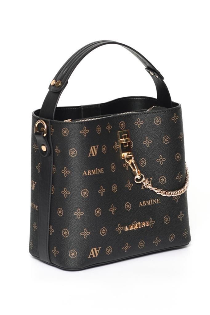 Armine 222  Siyah Baskılı Kadın Çanta