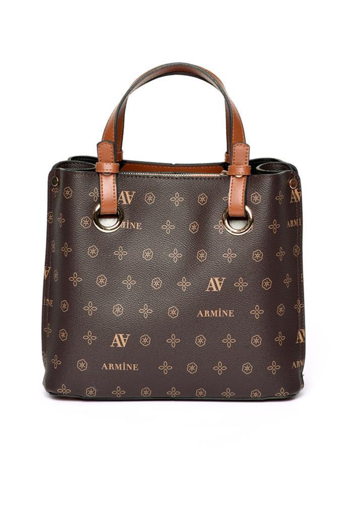 Armine 247  Kahve Baskılı Kadın Çanta