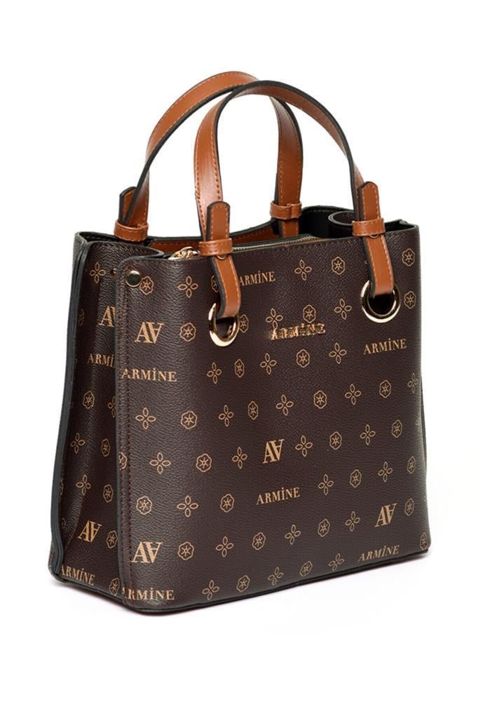 Armine 247  Kahve Baskılı Kadın Çanta