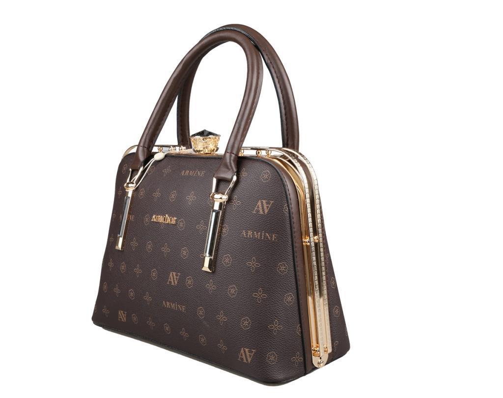 Armine 339  Kahve Baskılı Kadın Çanta