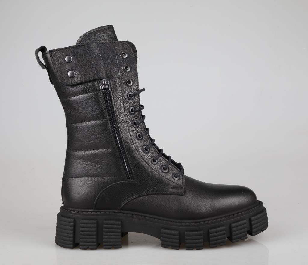 CASTLE BLACK 36871 Hakiki Deri Siyah Kadın Bot