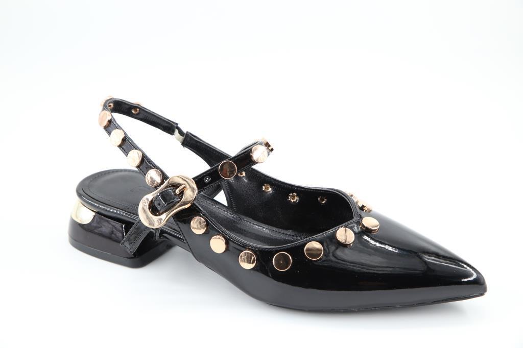 Feles 129-1200 Siyah Rugan Kadın Topuklu Ayakkabı