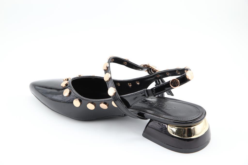 Feles 129-1200 Siyah Rugan Kadın Topuklu Ayakkabı