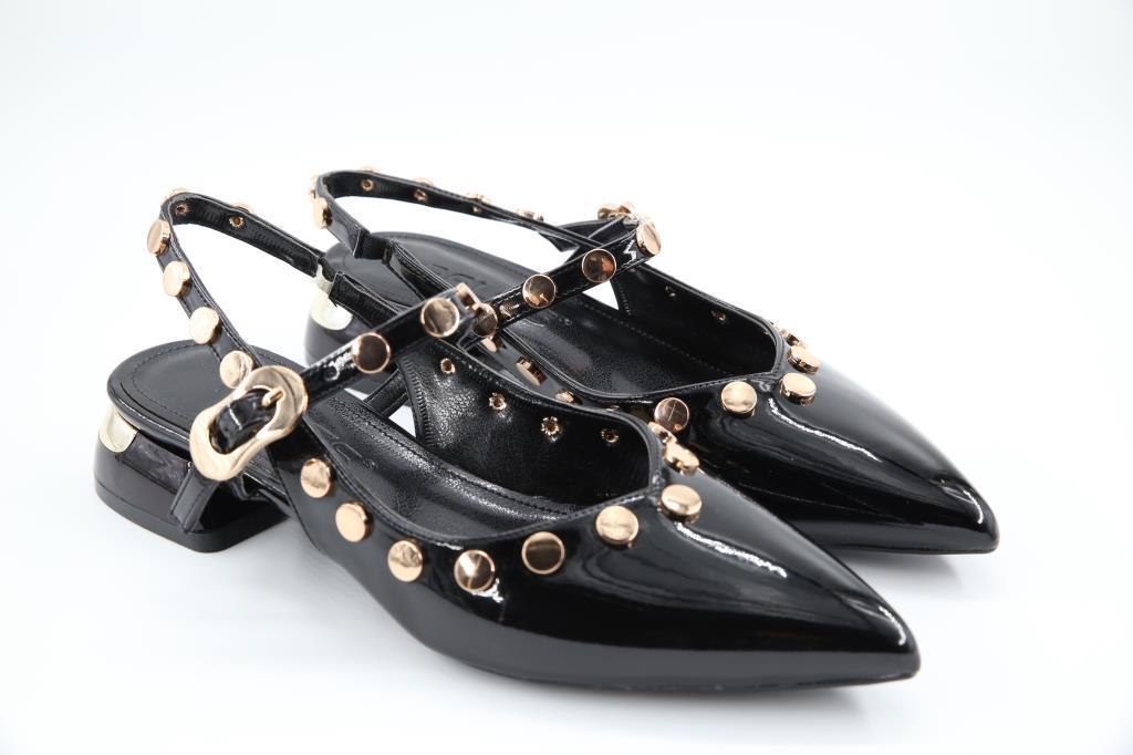 Feles 129-1200 Siyah Rugan Kadın Topuklu Ayakkabı