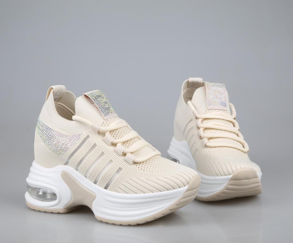 GUJA 25y300-14 Dolgu Topuk Bej Kadın Sneakers