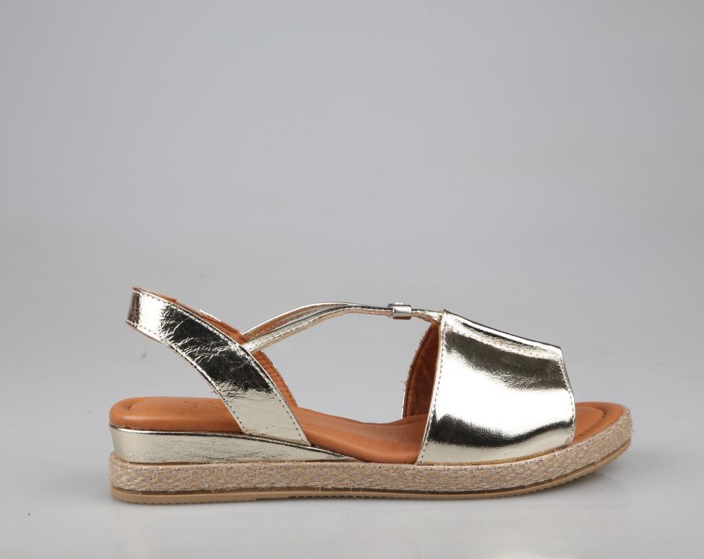 Zeyn 1276 hakiki deri Gold Kadın Sandalet