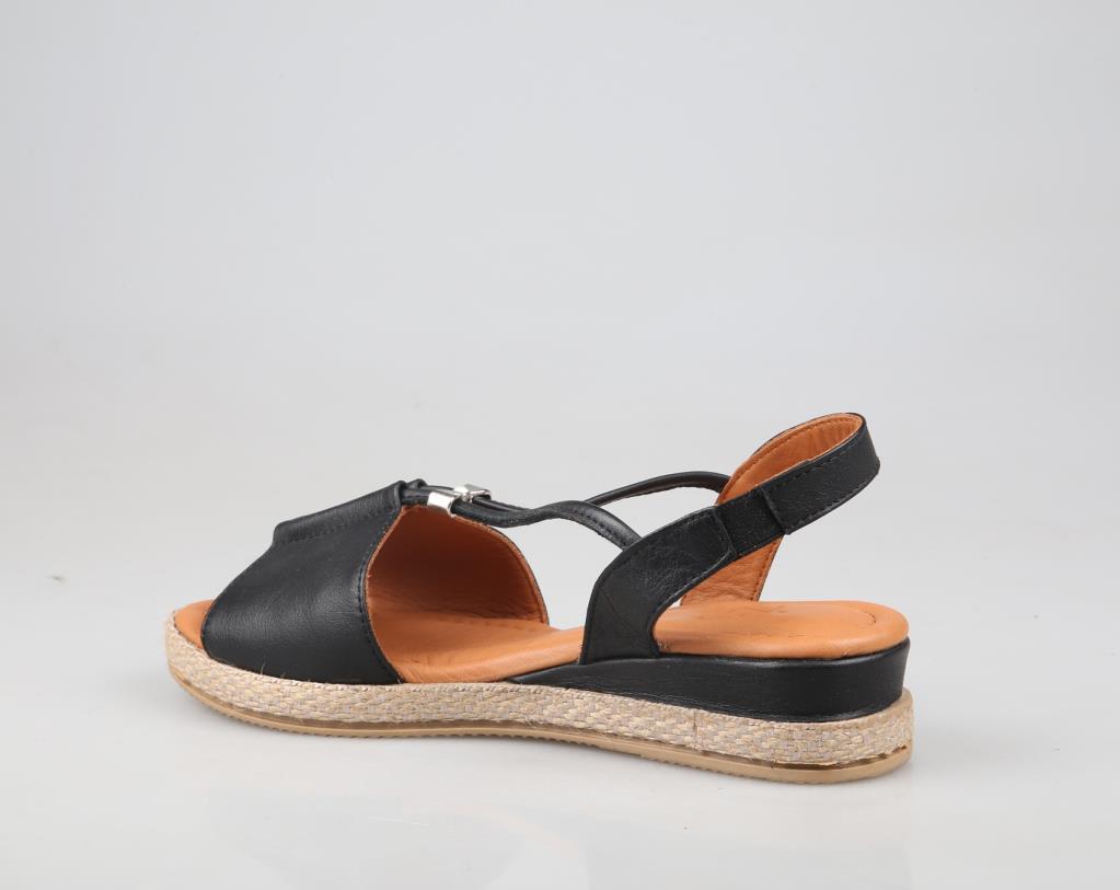 Zeyn 1276 hakiki deri Siyah Kadın Sandalet